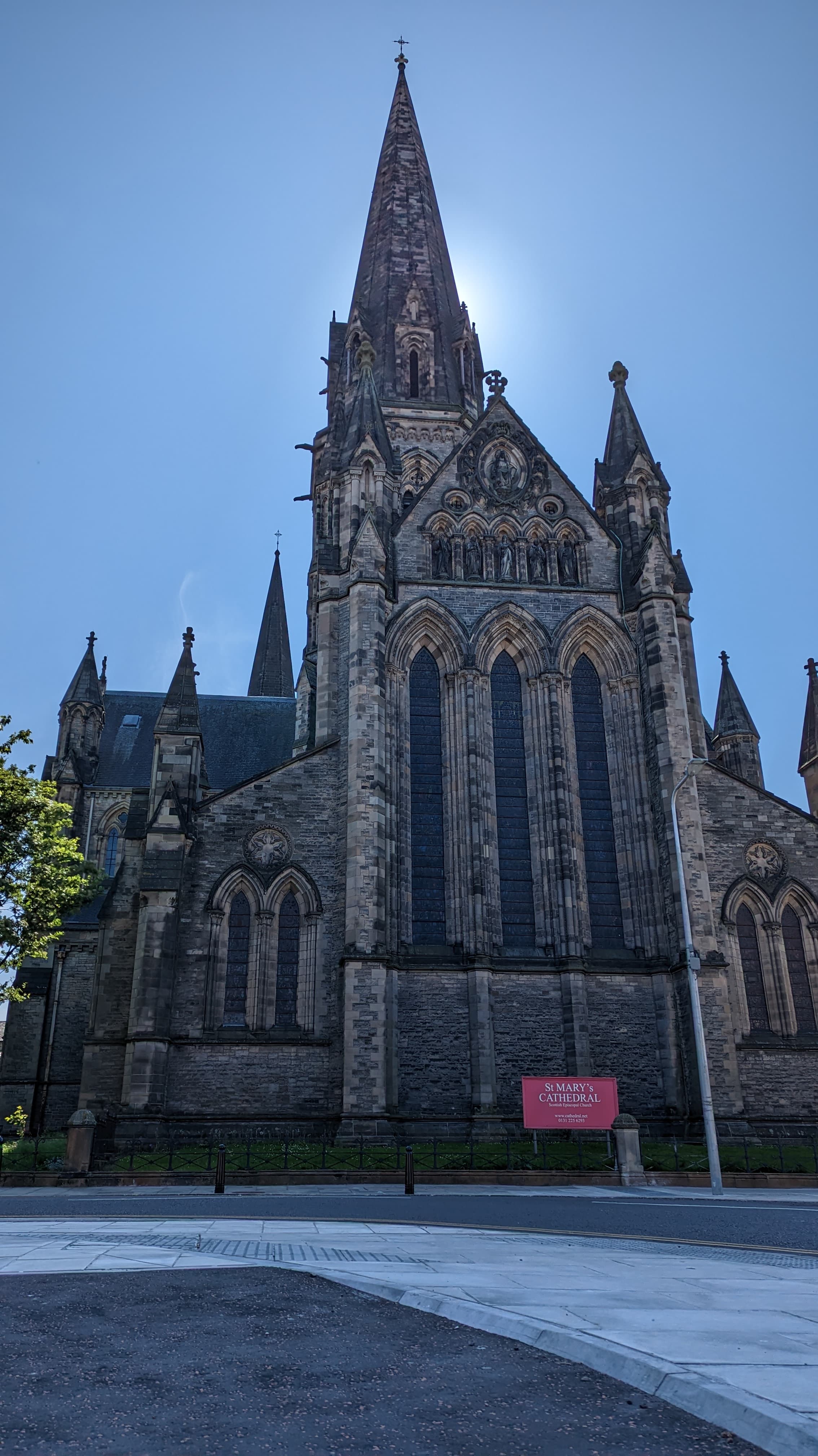Cockburn Street at blue hour. Nobody here yet. The bunting going nowhere in particular.