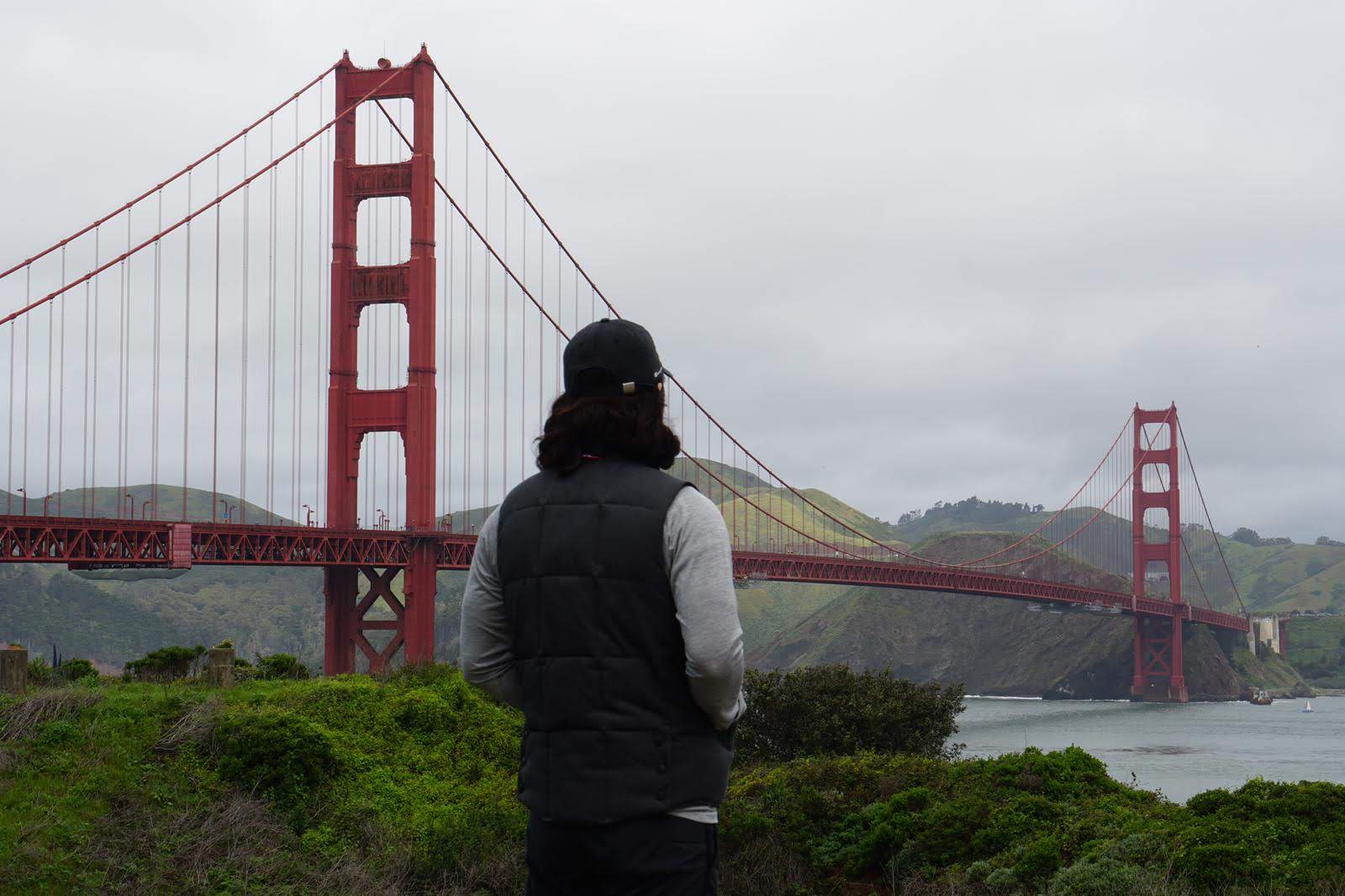 San Francisco Golden Gate Bridge emerging from morning fog