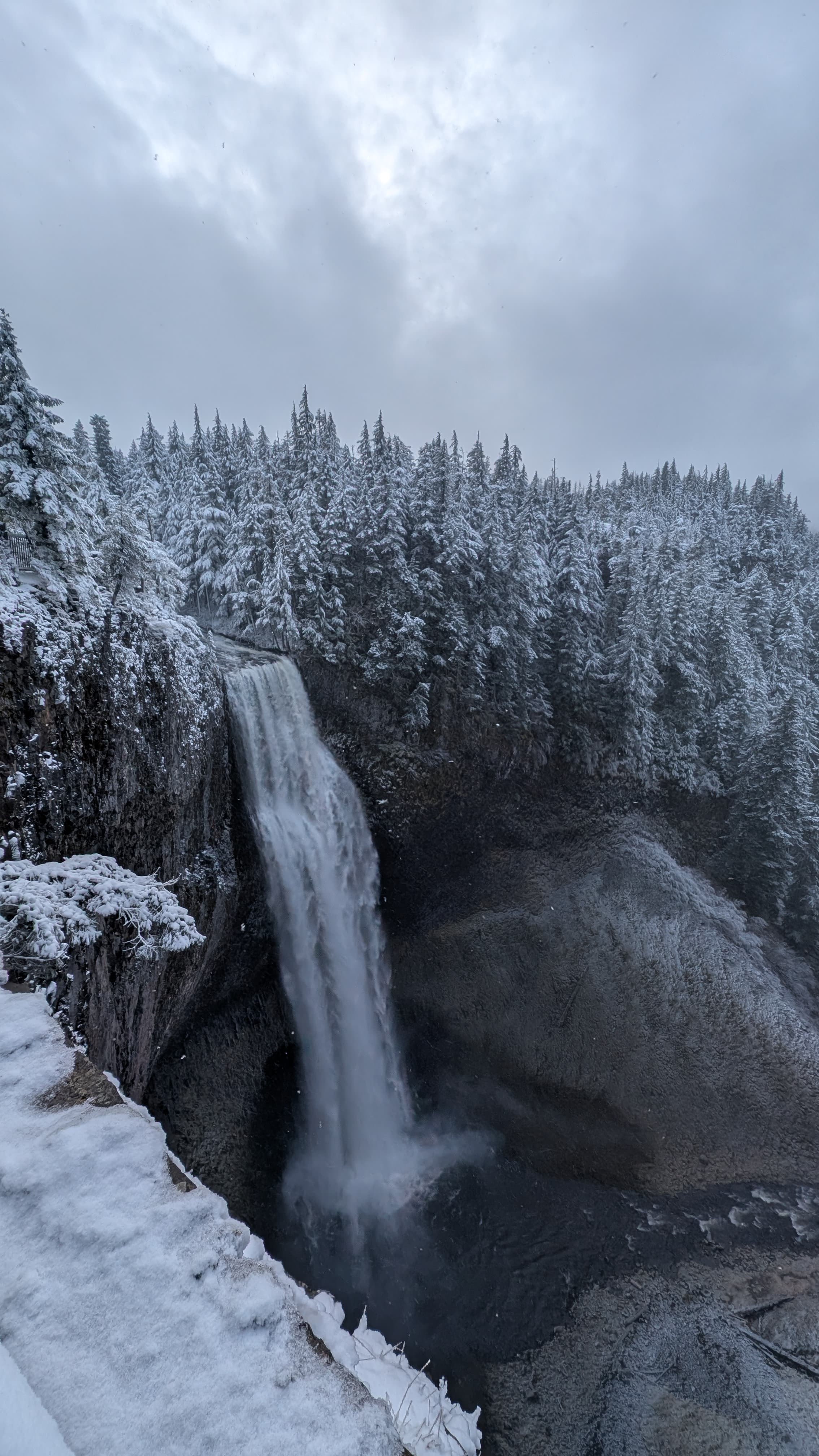 Columbia River Gorge. The river cut through the Cascades; the result is a canyon with 80 miles of basalt walls.
