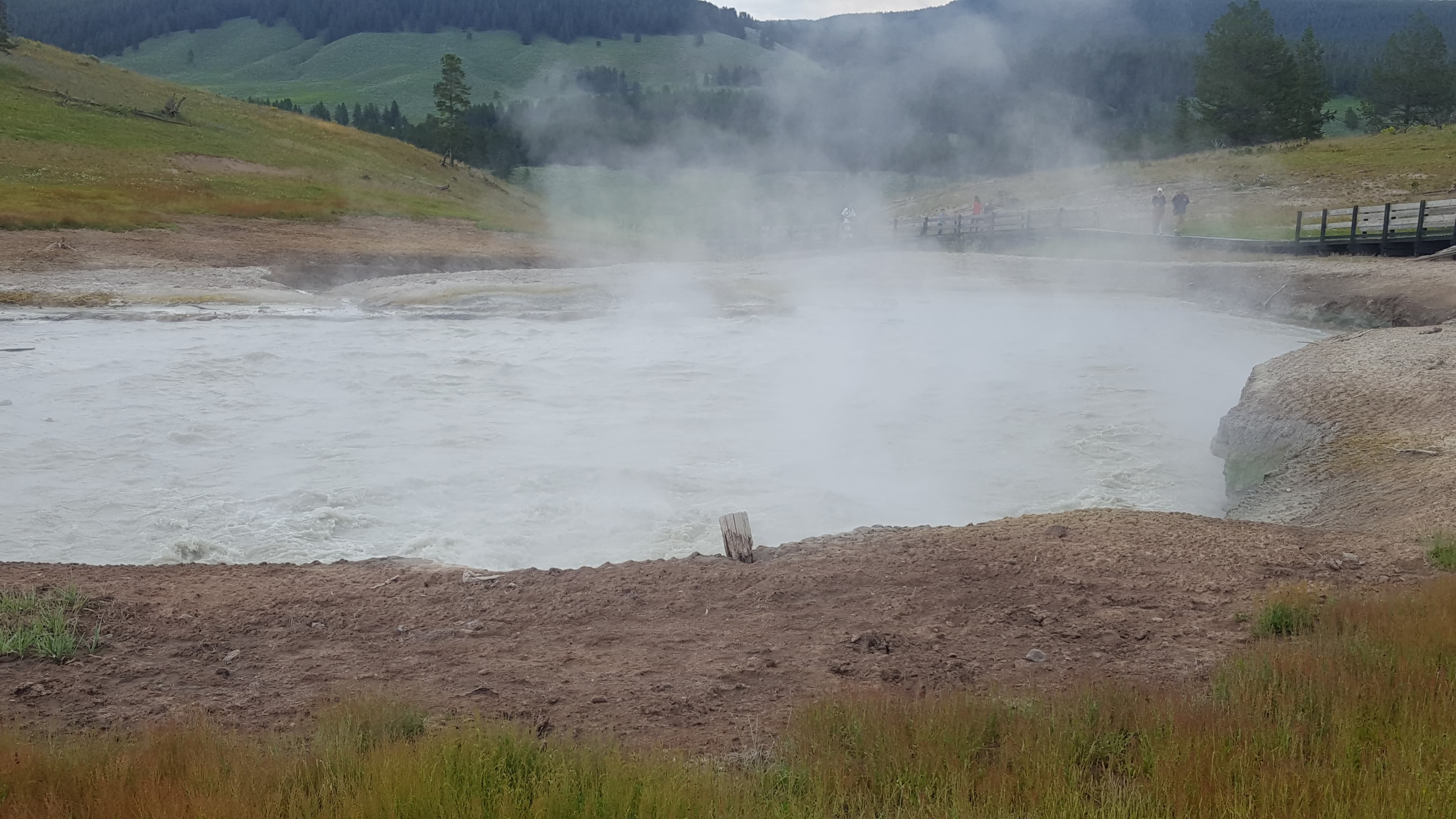 Tower Falls. A 132-foot waterfall in the northeast corner of the park, past the bison country.